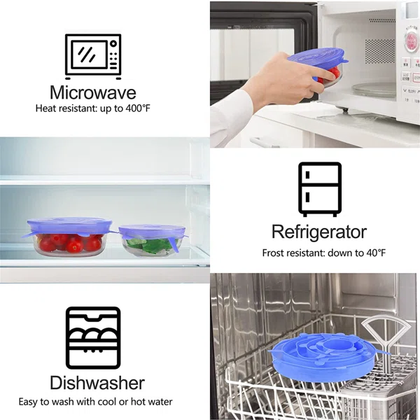 Stretch & Seal – 6Pcs Reusable Silicone Bowl Covers - Image 4