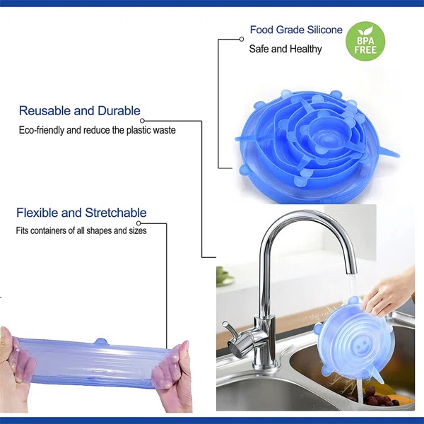 Stretch & Seal – 6Pcs Reusable Silicone Bowl Covers - Image 6