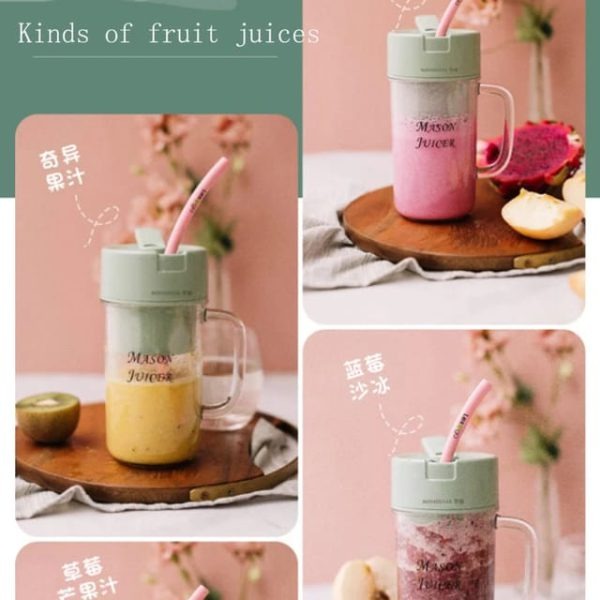 MasonJuice™ – Portable Mini Blender with Straw Lid | USB Rechargeable Juicer Cup (Random Color) - Image 9