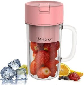 MasonJuice™ – Portable Mini Blender with Straw Lid | USB Rechargeable Juicer Cup (Random Color)