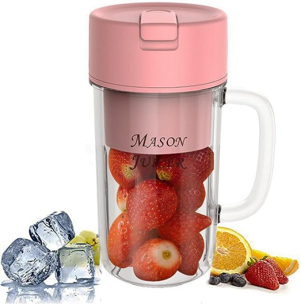 MasonJuice™ – Portable Mini Blender with Straw Lid | USB Rechargeable Juicer Cup (Random Color)